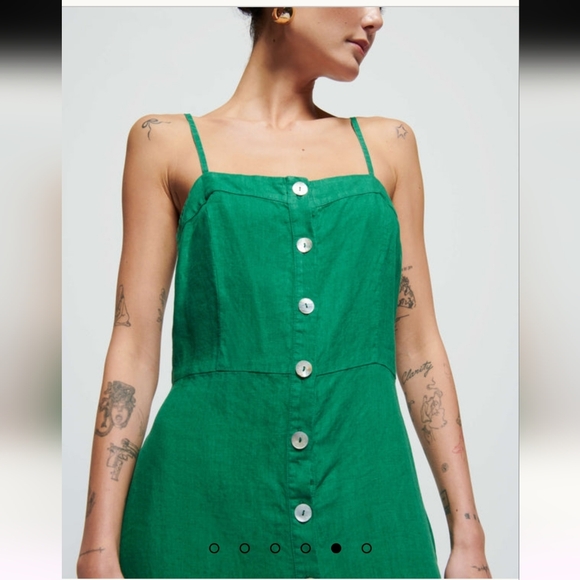 NATION LTD MIDI DRESS STRAPPY ORGANIC LINEN FRONT BUTTON SZ MEDIUM EUC - Picture 4 of 16